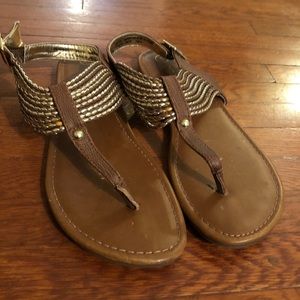 Girls Cherokee Brown and Gold Sandals